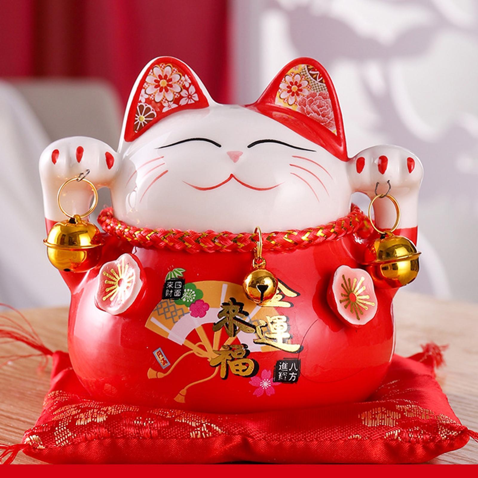 Fortune Cat Piggy Bank Japanese Decor Fengshui Creative Wealth for Home