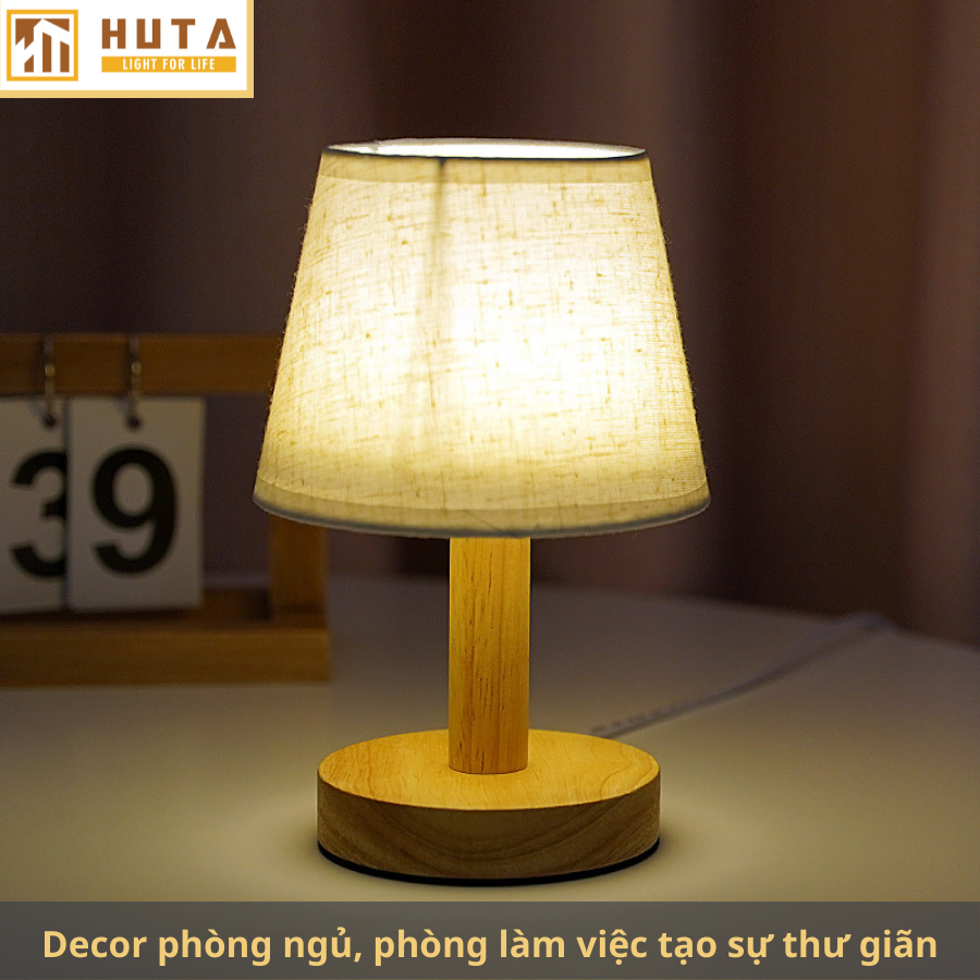 Đèn Ngủ Để Bàn Gỗ HUTA G9 Mini Phong Cách Vintage, Đầu Cắm USB, Decor Trang Trí Phòng Ngủ, Đầu Giường, Dải Led Ánh Sáng Vàng