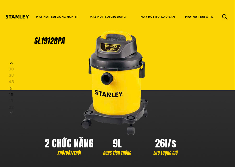 Máy hút bụi 2 chức năng Stanley SL19128PA – 9L – 15Kpa - HÀNG CHÍNH HÃNG