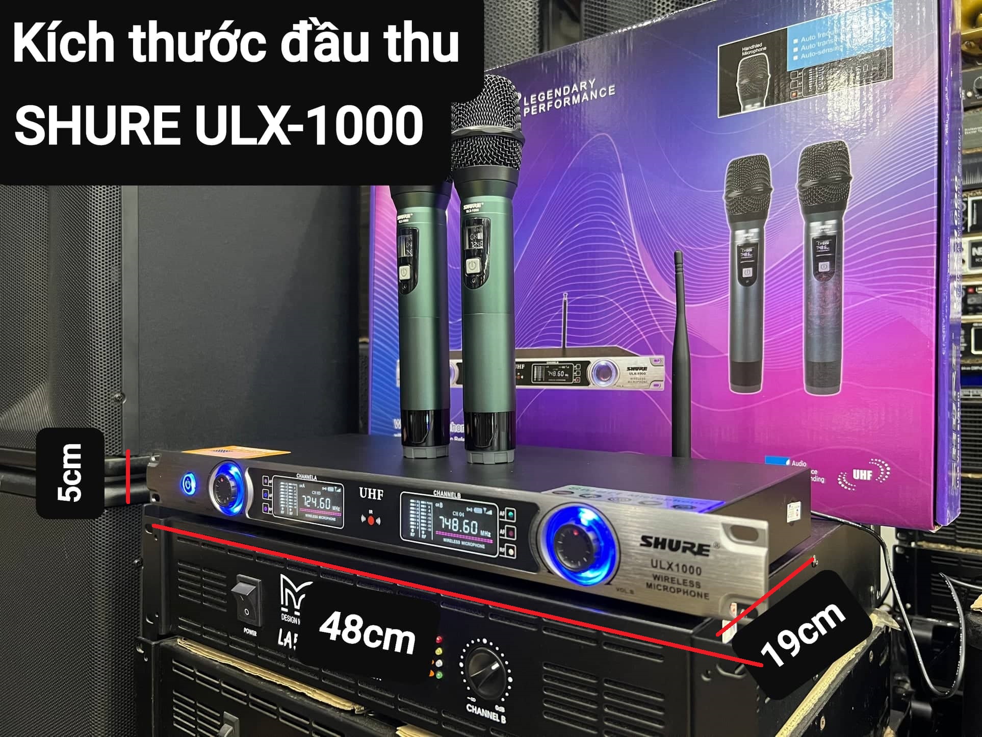 Bộ Micro không dây SHURE ULX-1000: Thu âm tốt, sáng tiếng, Micro vỏ kim loại, 2 Râu thu sóng xa