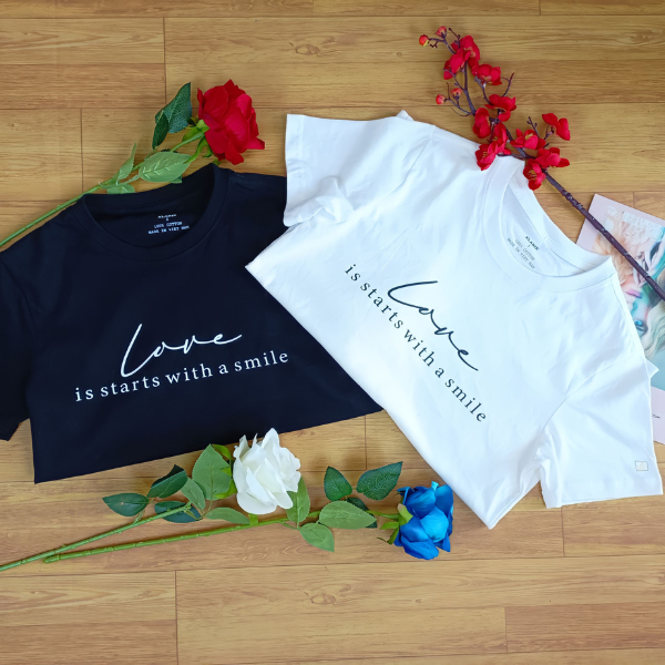 Áo Thun Nữ Đẹp Màu Trắng - Đen, Chất Liệu Thun Cotton Dày Mịn Thoáng Mát, Thấm Hút Mồ Hôi Tốt, Mã LOV001