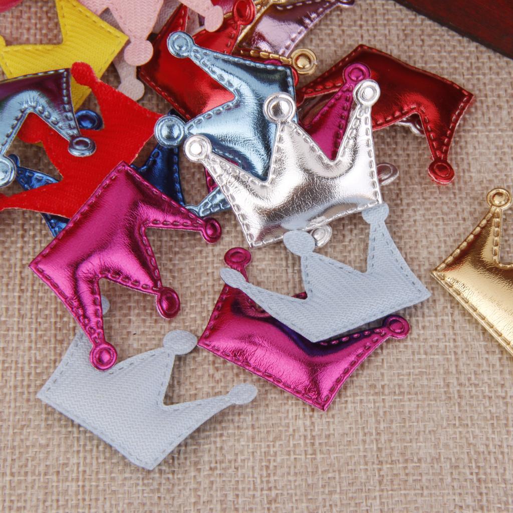 20pcs PU Crown Hair Clips Making For Baby Girls Headband DIY