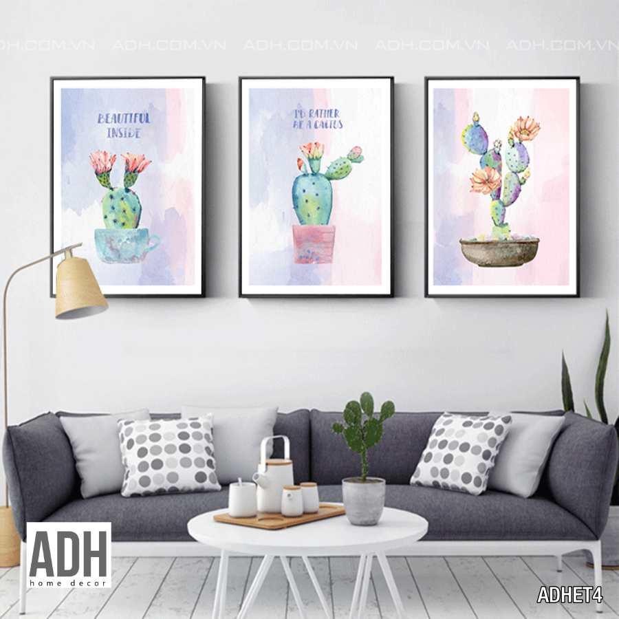 Bộ tranh khung canvas treo tường xương rồng