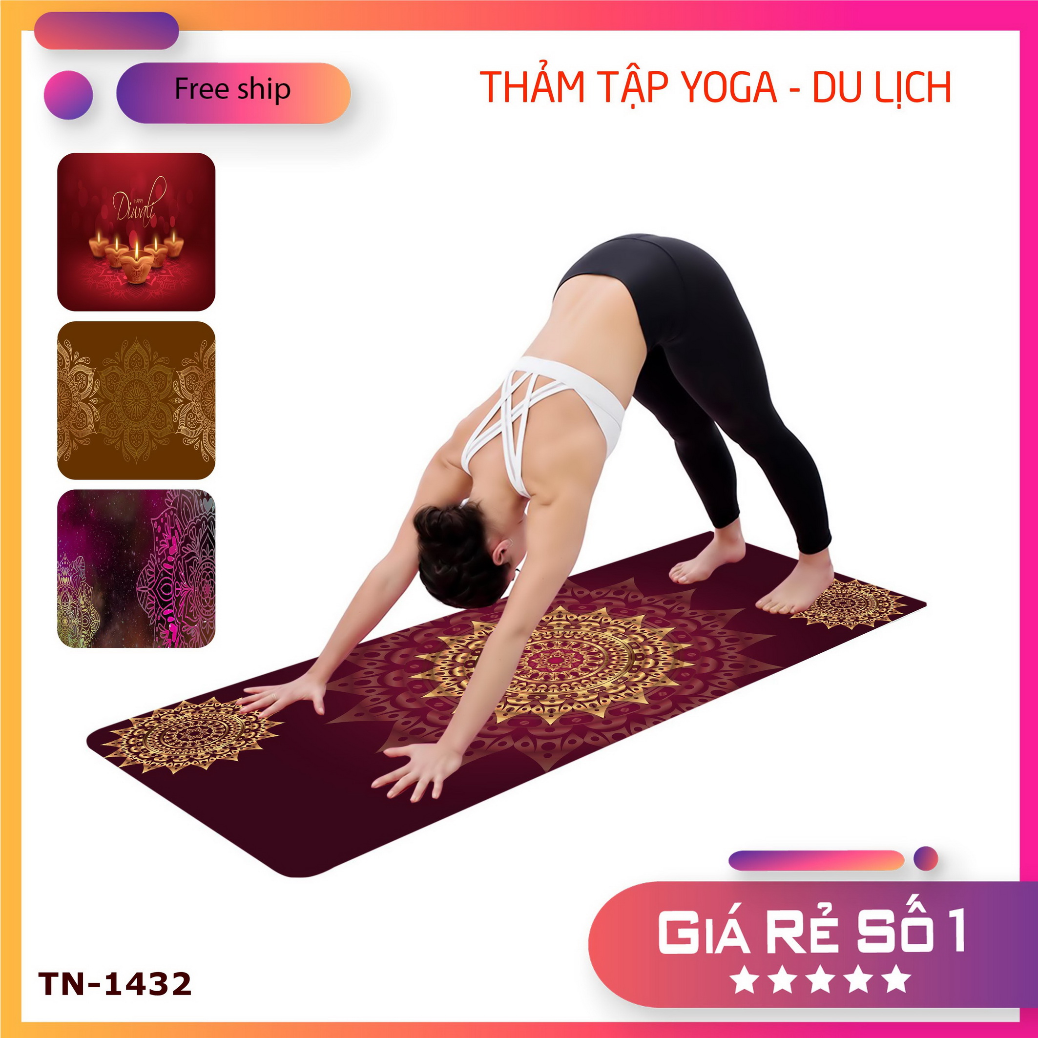 Thảm Yoga In 3D Hiện Đại Kiểu Cách Hoa Văn Phù Hợp Tập Luyện- Kích Thước 80x180cm - Nhiều Mẫu