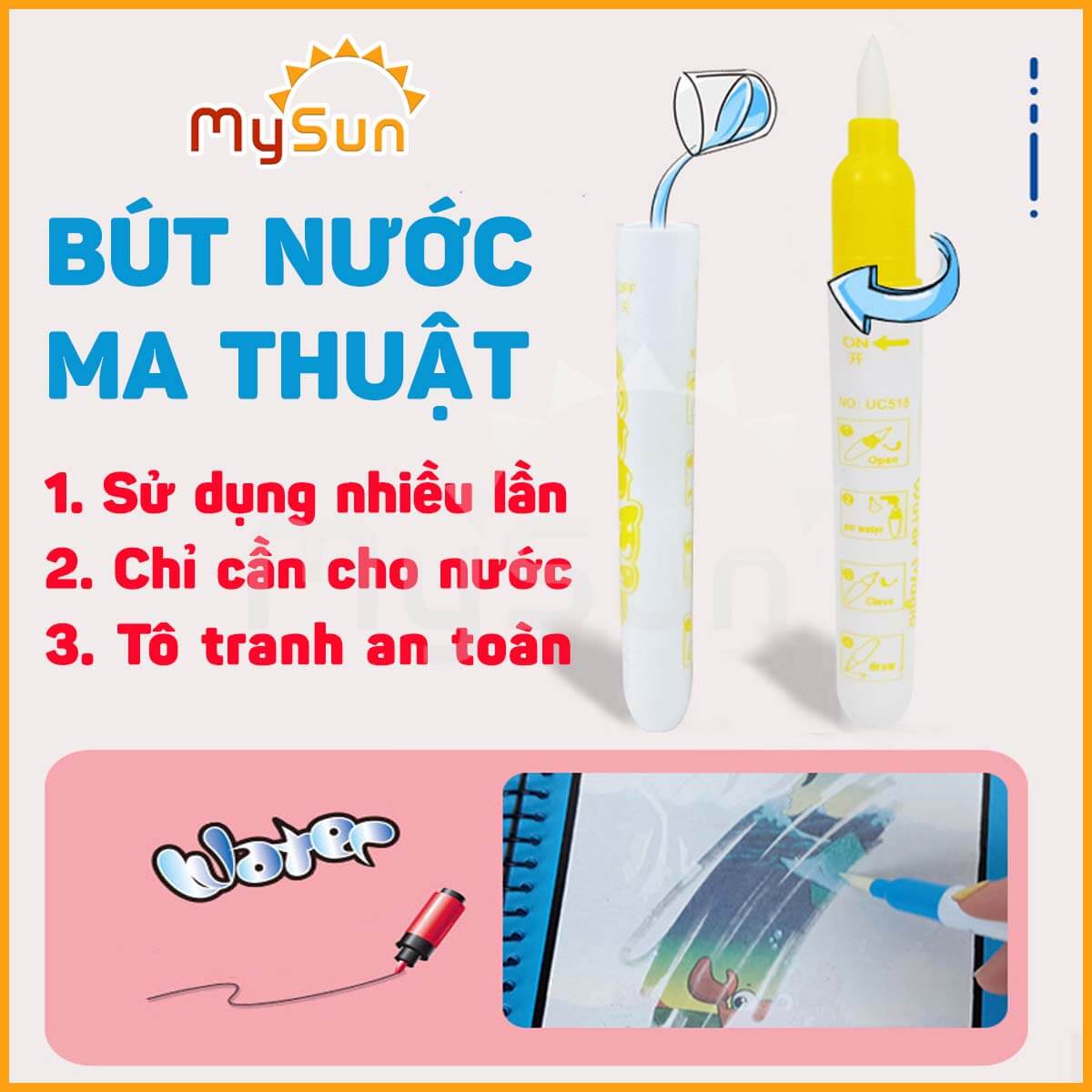 Sách tranh tô màu nước bút ma thuật thần kỳ diệu cho bé 2 3 4 5 tuổ