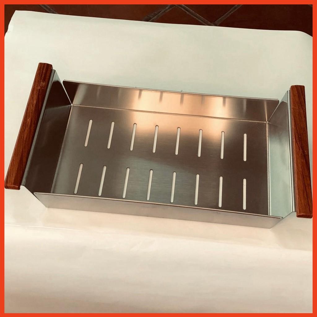 Rổ Đựng Trái Cây Thực Phẩm Đa Năng Bằng Inox viền gỗ