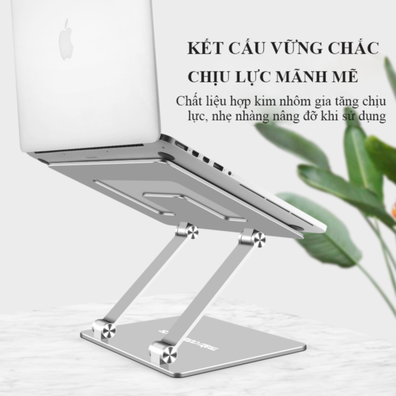 Giá Đỡ Laptop Đế Tản Nhiệt Laptop Để Bàn Chất Liệu Hợp Kim Nhôm Cao Cấp Tản Nhiệt – Nâng Hạ Điều Chỉnh Độ Cao - Gấp Gọn Cho Kích Cỡ 10-18 Inches Hàng Chính Hãng