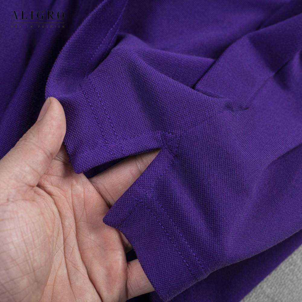 Áo thun polo nam cộc tay trơn màu tím aligro ALGPLO27