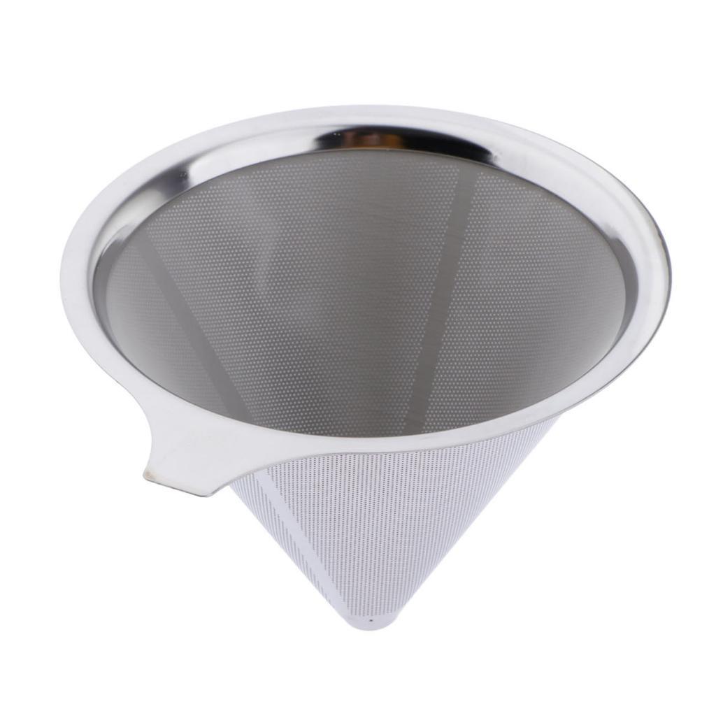 Coffee Filter Stainless Steel Pour Over Cone Dripper Reusable 12.5cm A