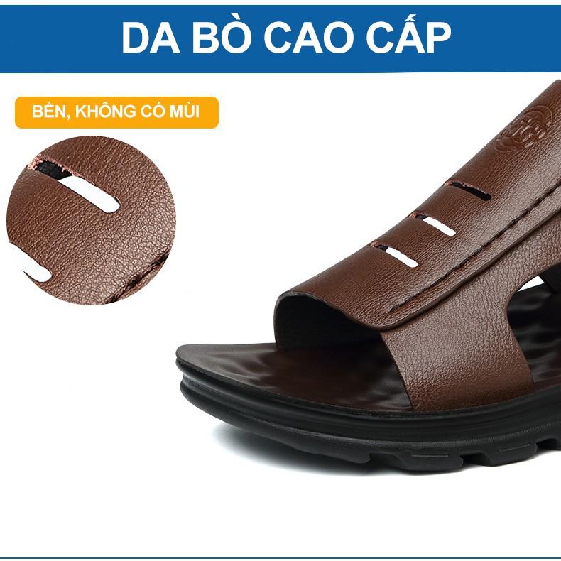 Dép da nam trung niên cao cấp đế cao đi êm chân, chống trượt size 38-42