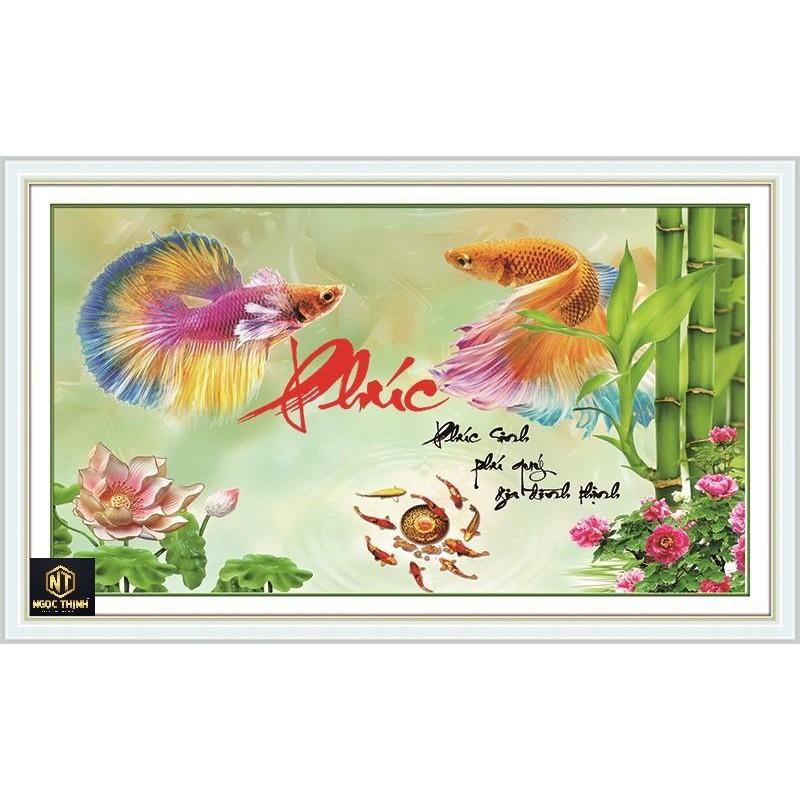 Thư pháp chứ phúc cá chép hoa sen vs270 KT: 80x56cm