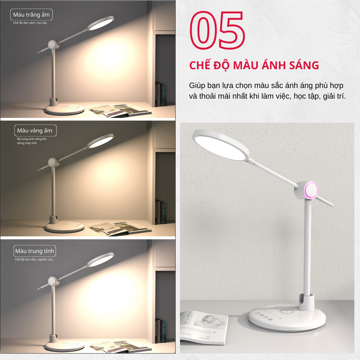 Đèn Bàn Học LED Cao Cấp Độ Sáng Cao Tích Hợp Sạc Không Dây Model TB-55S/SW - Hàng Chính Hãng Tamayoko