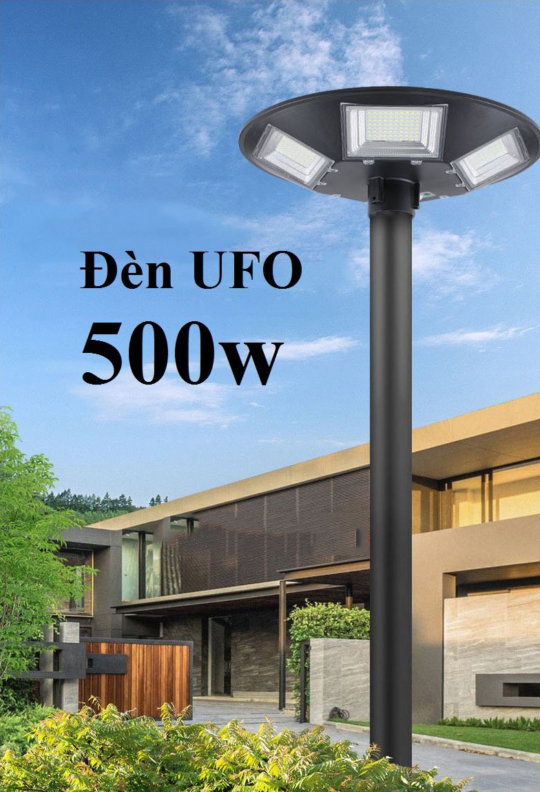 Đèn năng lượng mặt trời UFO 500W,5 Khoang,Vỏ nhựa ABS,Tấm pin liền,Cảm biến chuyển động, Ánh sáng trắng- 500WUFO