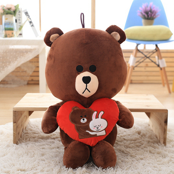 Gấu Brown Nhồi Bông Ôm Trái Tim (50 Cm) Gb08 (Màu Nâu)