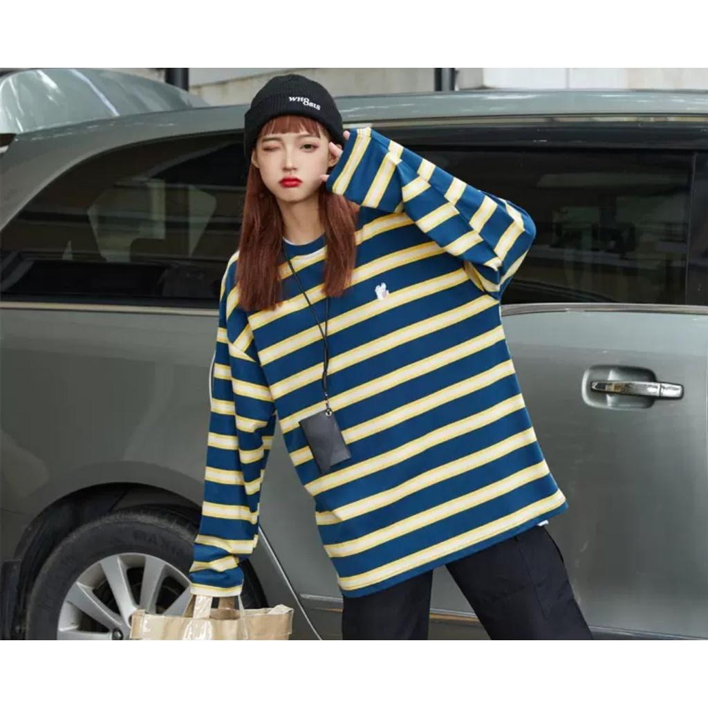 Áo dài tay kẻ ngang MEANSTORE phông Unisex nam nữ tee oversize form rộng pull Ulzzang Hàn Quốc vải mềm