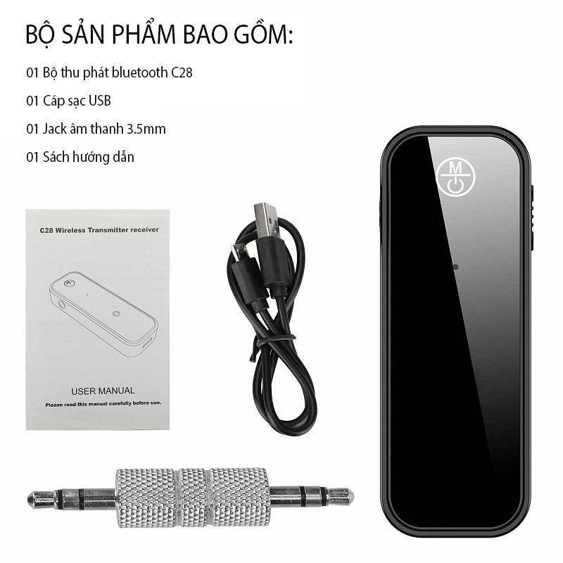 ROGTZ Thiết Bị Thu Phát Không Dây 3.5mm AUX Bluetooth 5.0 C28 - Hàng Nhập Khẩu
