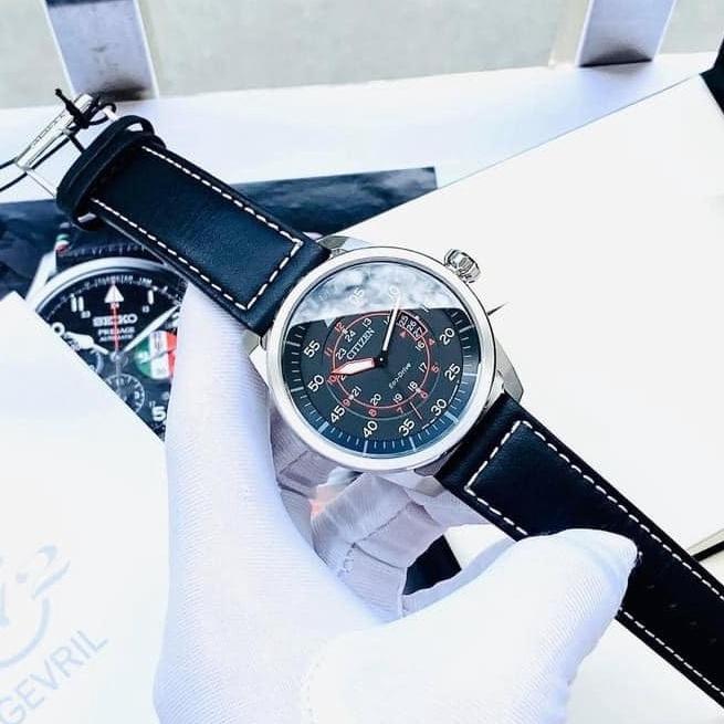 Đồng Hồ Nam AW1361-01E Eco Drive dây da đen mặt đen