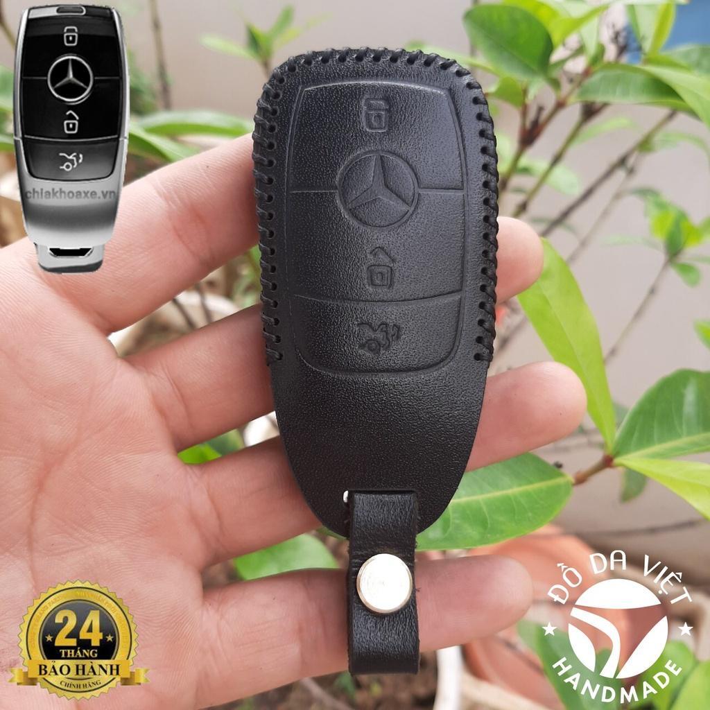 Bao da chìa khoá Mercedes handmade da thật, bao da chìa khoá Mec