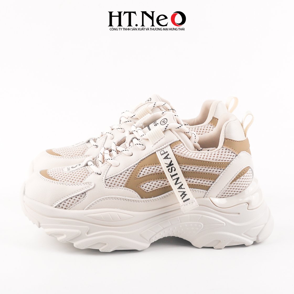 Giày thể thao, giày sneaker nữ đế cao su đúc, đế cao, chất liệu da kết hợp vải lưới, kiểu dáng trẻ trung, đi êm chân, thoải mái TTN19