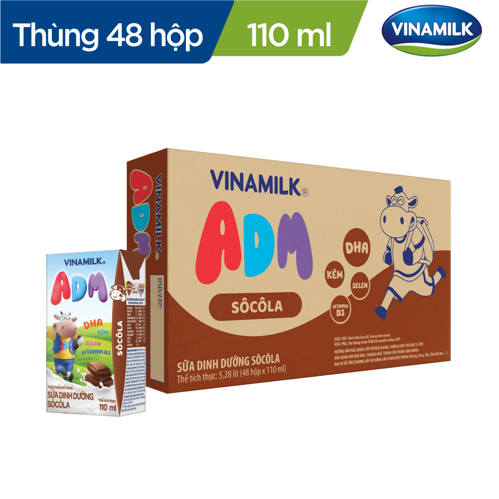 SỮA DINH DƯỠNG VINAMILK ADM GOLD SÔCÔLA - LỐC 4 HỘP X 110ML