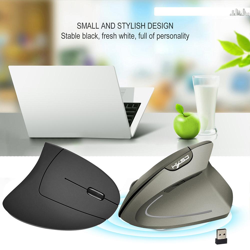 Chuột không dây HXSJ T24 2.4G Chuột công thái học dọc có đầu thu USB Thay thế cho Máy tính xách tay - Xám