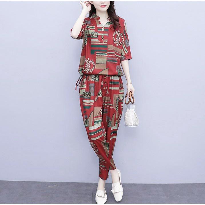 Set Bộ Đồ Nữ Trung Niên Chất Đũi Thô Mềm Mát Sang Trọng Thoải Mái