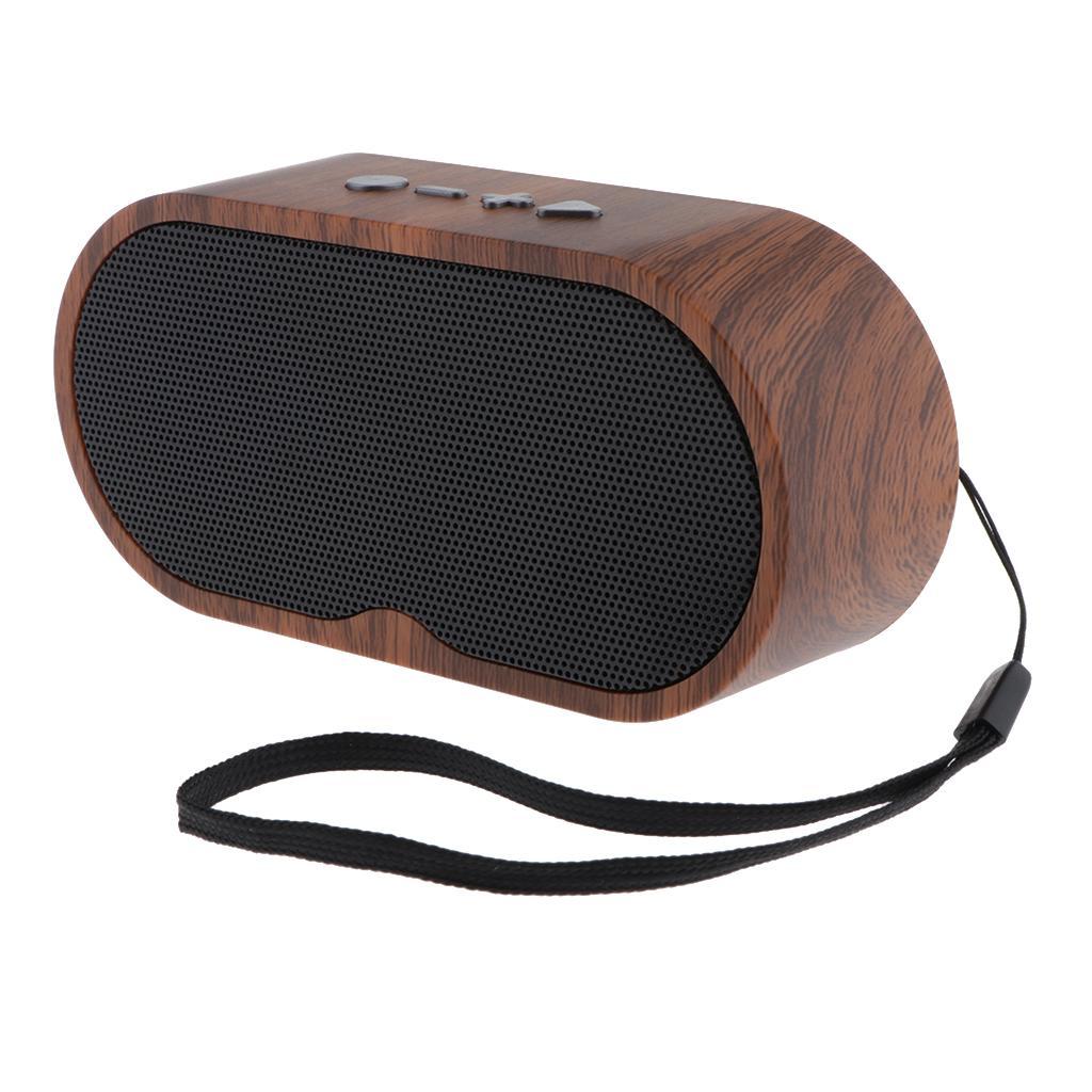 Wood Grain Wireless Bluetooth 5.0 Speaker Loudspeaker With Mic FM USB TF