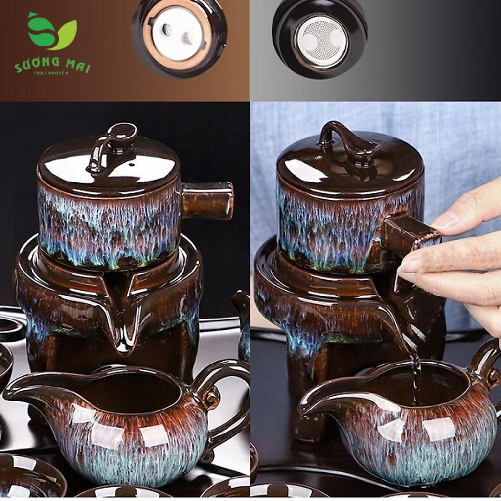 Bộ cối xay pha trà men hỏa biến 10 món