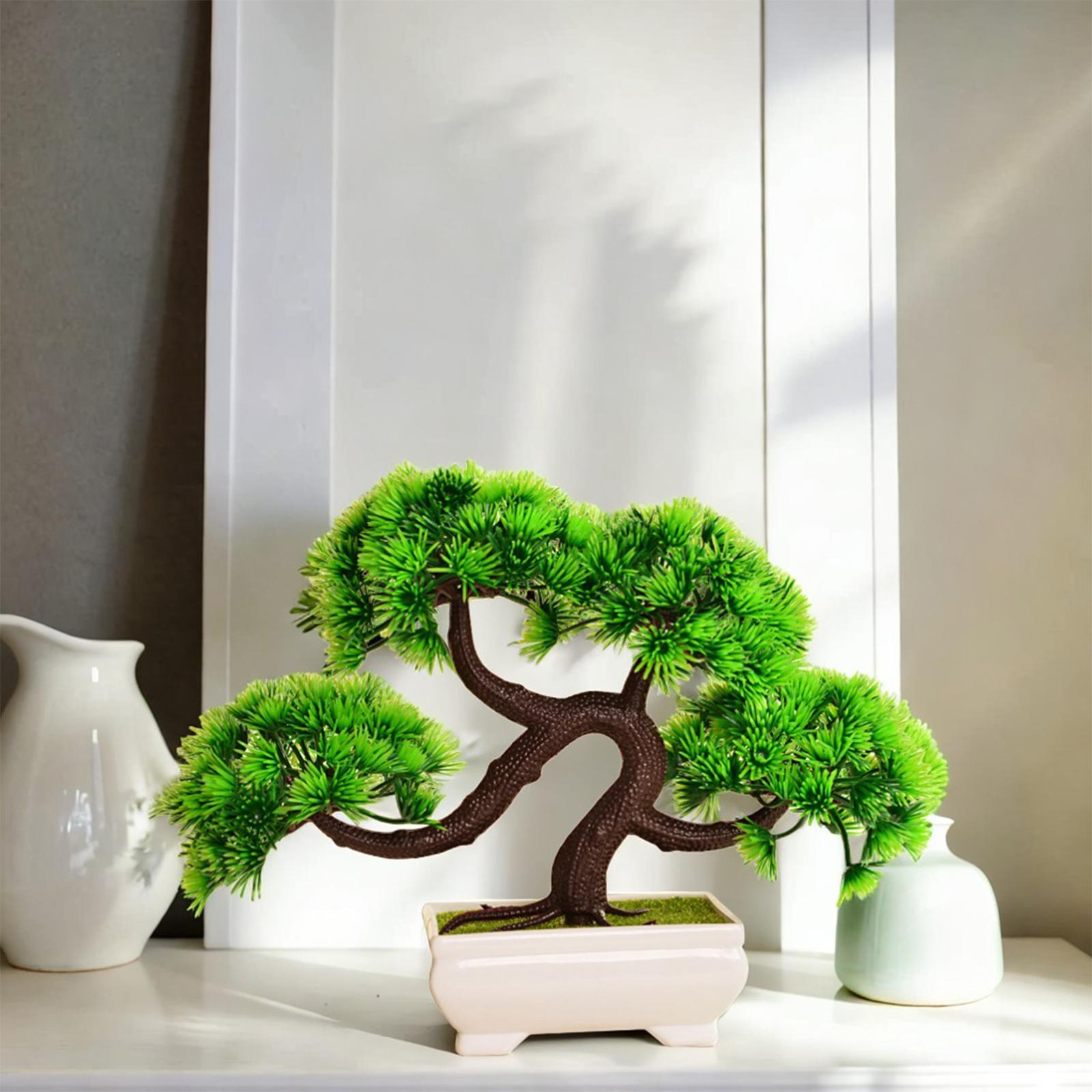 Artificial Bonsai Tree Ornament Mini Fake Plant Potted Tree Greenery Fake Tree Faux Potted Plant for Windowsill Home Office Bedroom