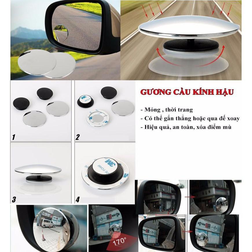 Gương cầu lồi kính hậu xoay 360 + Tặng kèm