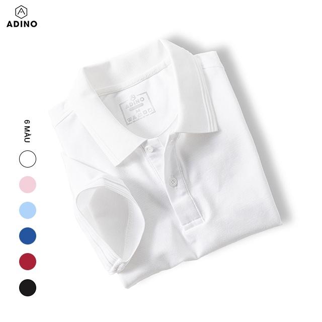 Hình ảnh Áo polo nữ ADINO màu trắng phối viền chìm vải cotton co giãn dáng công sở slimfit hơi ôm trẻ trung APN03