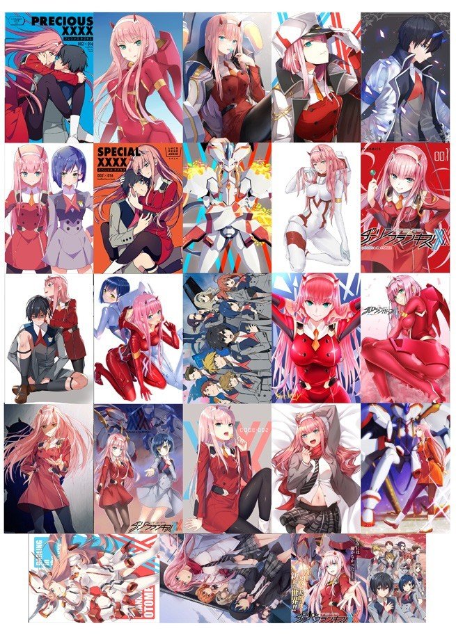 Thẻ card 23 tấm in hình Darling in the Franxx ép lụa khác nhau/ ảnh card darling in the Franxx