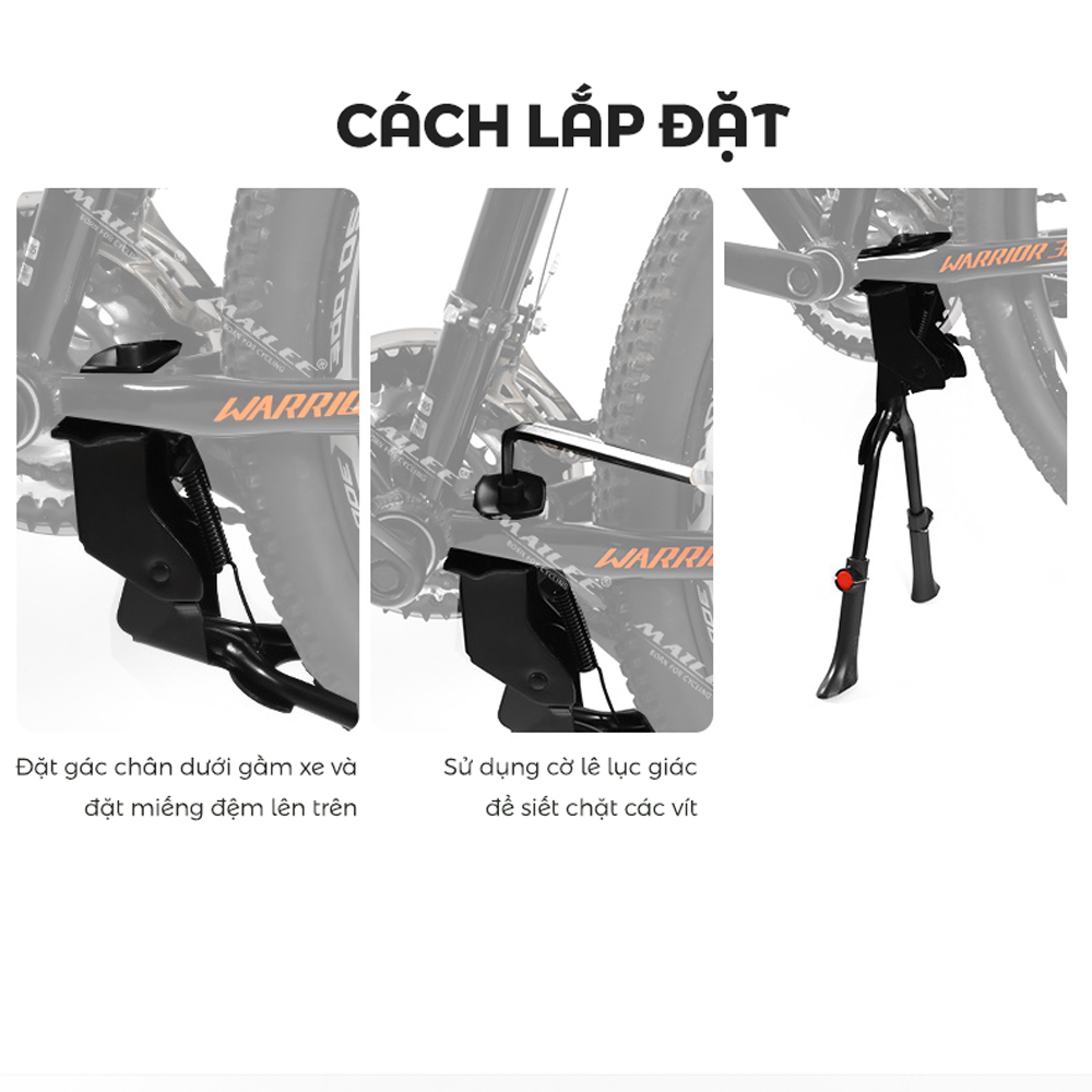 Chân chống 2 chân cho xe đạp hợp kim thép lắp gắn giữa HS-037A, có điều chỉnh 36cm - 40cm cho bánh xe 24 đến 29inch - Mai Lee