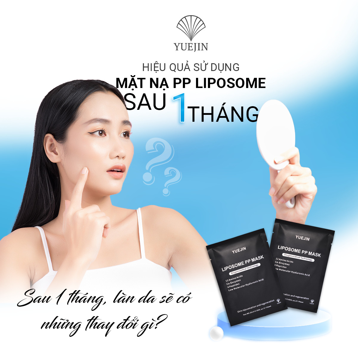 (Tặng 1 Gel làm dịu) 20 miếng mặt nạ phục hồi, tái tạo da Yuejin Liposome PP Mask