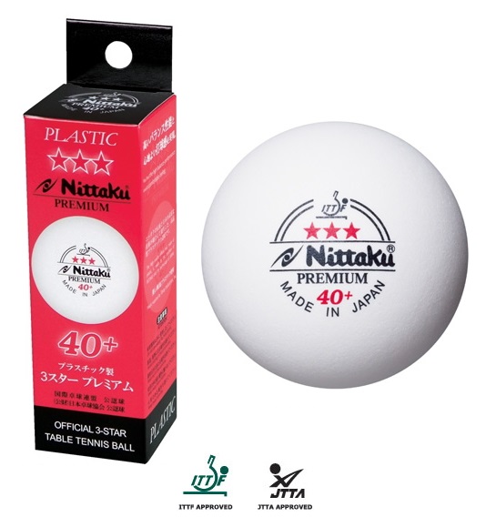 Hộp 3 Quả Bóng Bàn Nittaku 3 Sao cao cấp Premium 40+, Hộp 3 Quả