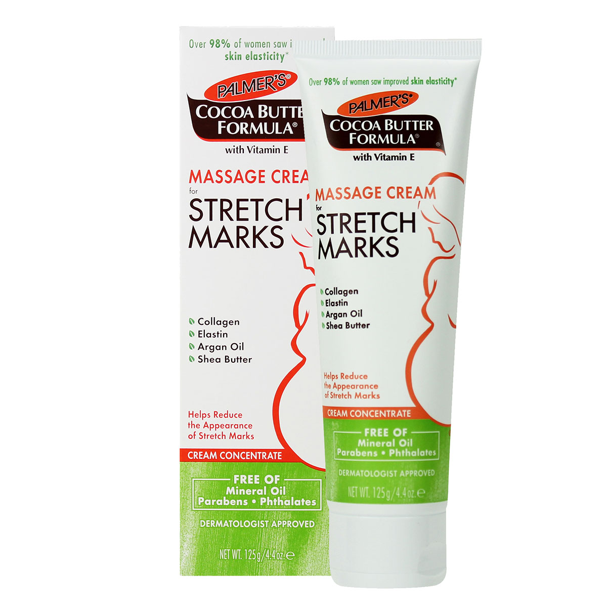 Kem ngăn ngừa giảm vết rạn khi mang thai tháng thứ 5-6 Palmer's Cococa Butter Massage Cream Stretch Marks 125g + Tặng combo lotion và bơ đậm đặc 5ml