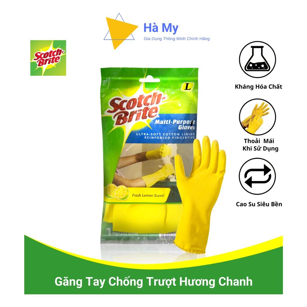 Găng Tay Hương Chanh 3M Scotch Brite Cao Cấp Chống Trơn Trượt, Dài 30,5cm-Dùng Rửa Chén,Vệ Sinh Nhà Cửa,Giặt Giũ An Toàn