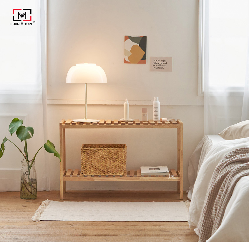 KỆ ĐỰNG GIÀY GỖ 2 TẦNG HÀN QUỐC MÀU GỖ TỰ NHIÊN - BENCH 2F NATURAL SIZE M