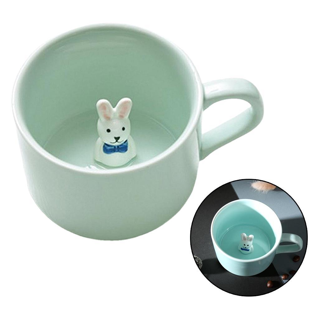 2Pcs 3D Coffee Mug Cute Animal Inside Ceramic Milk Tea Cup Teacup for Kids