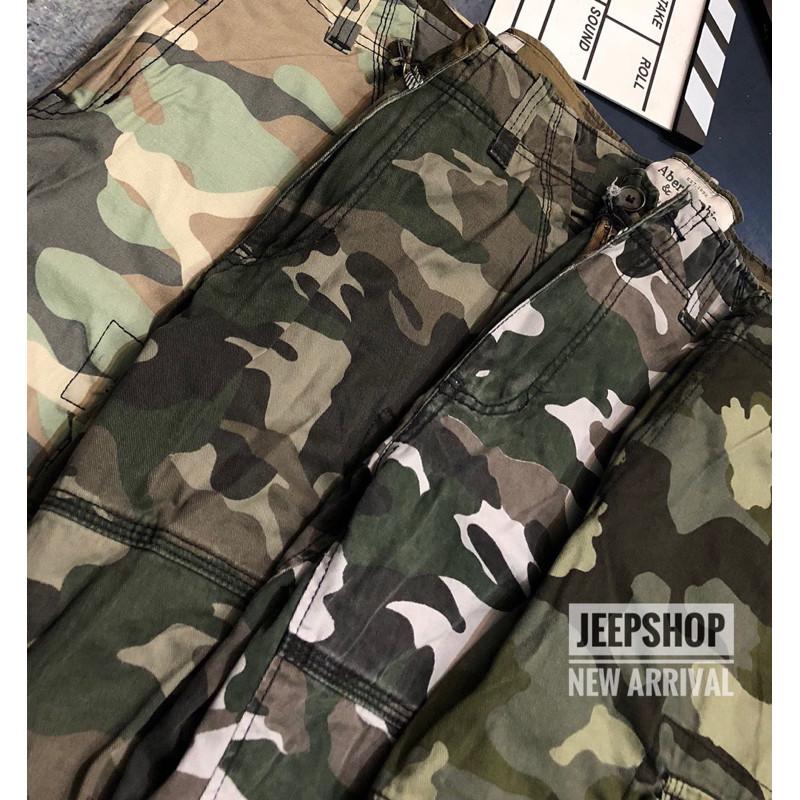 Quần ngắn_short kaki túi hộp dã ngoại_du lịch - Camo Trắng
