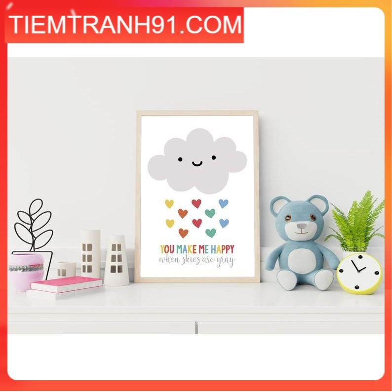 Tranh treo tường | Tranh cho bé-Cloud Wall Art for Girl Bedroom Decor 38 , tranh canvas giá rẻ