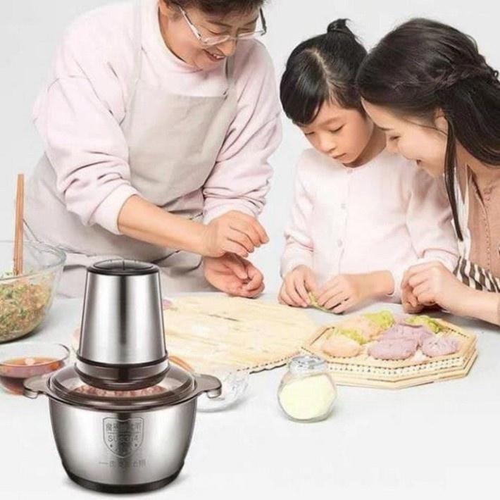 Máy Xay Thịt Cối Inox 4 Lưỡi Đa Năng Siêu Sắc Bén, Cối Xay 2 Lít, Xay Siêu Nhanh Siêu Mạnh, - Giao Hàng Toàn Quốc