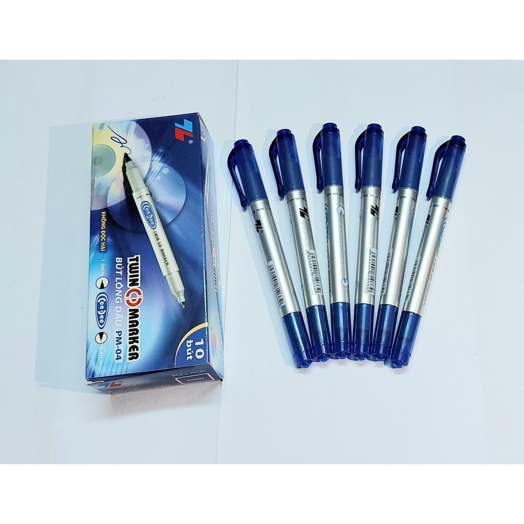 Hộp 10 Bút dạ kính Thiên Long PM-04 hai đầu