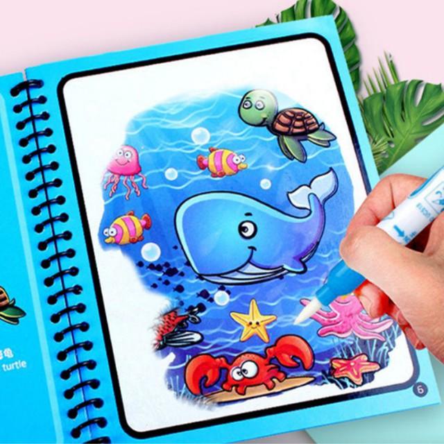 Sách tô màu nước ma thuật, Tập tô màu nước thần kỳ Magic Water Book - Giáo dục toàn diện Montessori