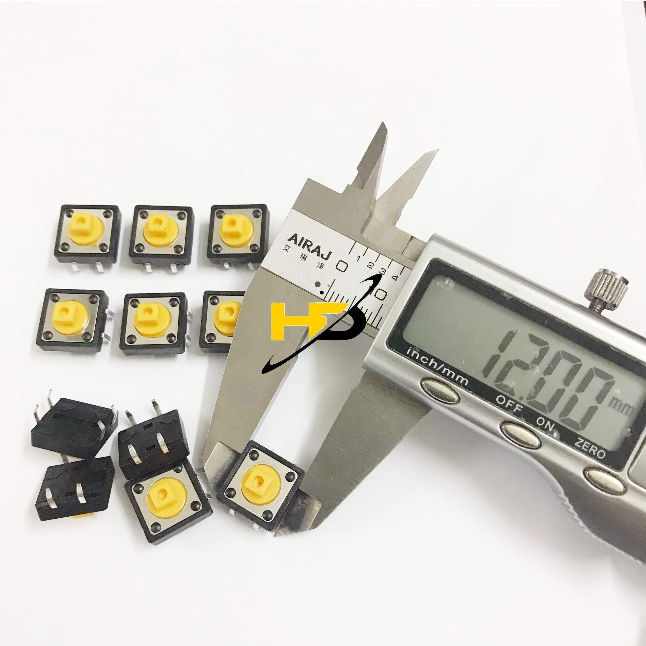 Nút Nhấn 4 Chân 12x12x7.3mm Kèm Nắp Màu Vàng Chống Nước