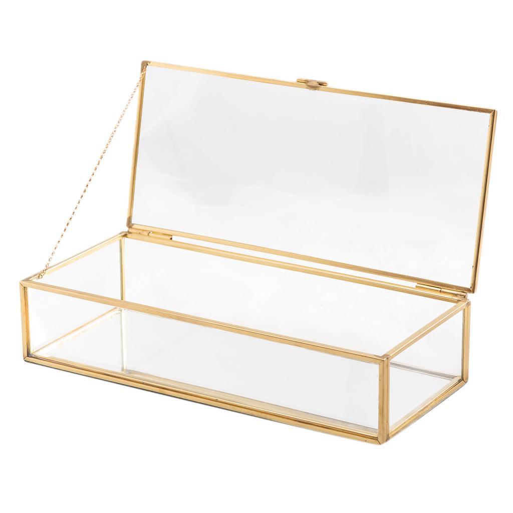 Glass Vintage Jewelry Box Geometric Jewelry Display Organizer Keepsake Box Case