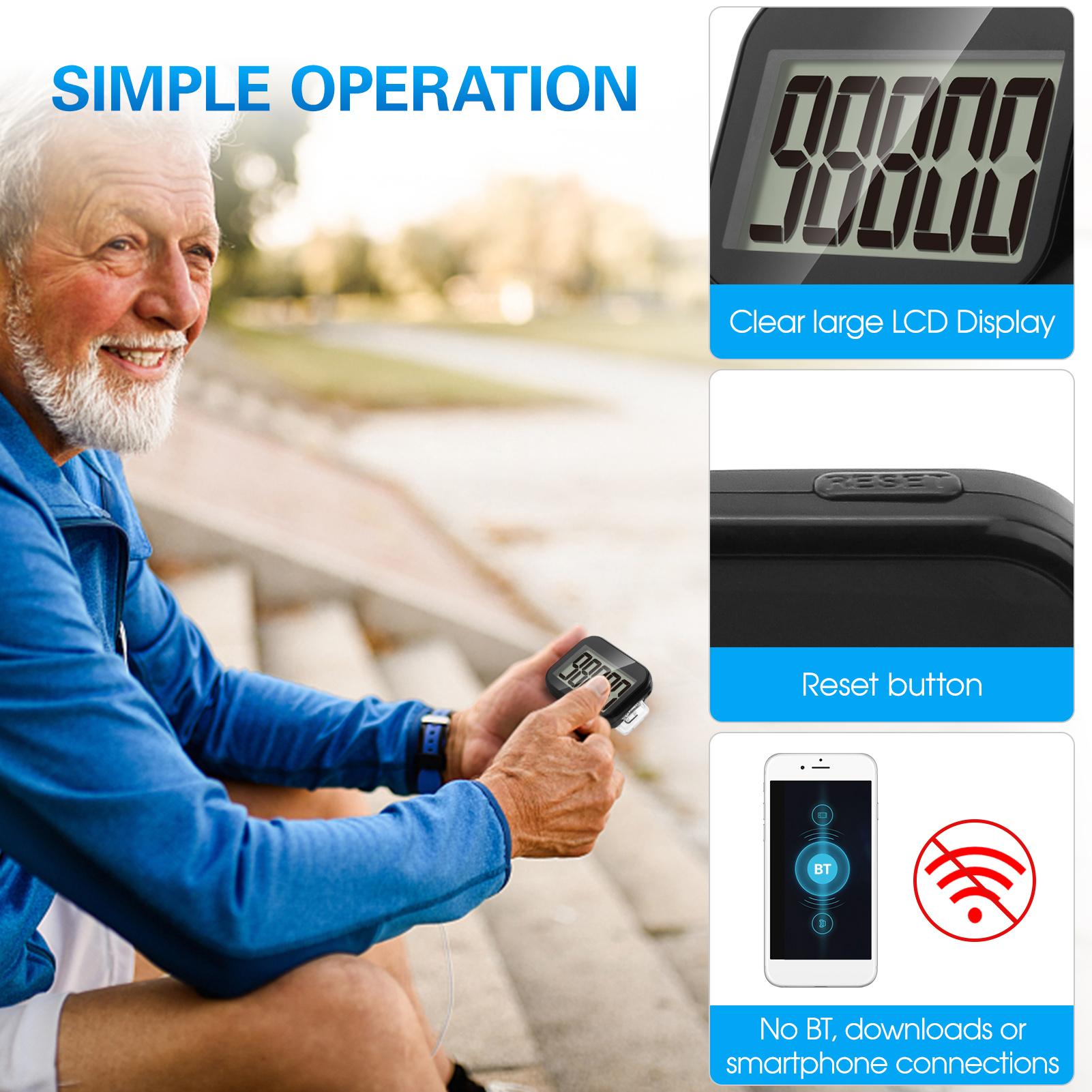 3D Walking Pedometer Step Counter with Removable Clip and Lanyard Accurate Pedometers Step Tracker with Large Display
