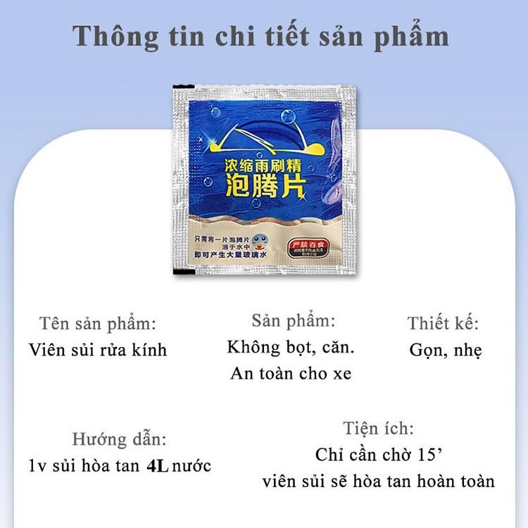 Viên Sủi Rửa Kính Xe Ô Tô Và Bề Mặt Kính Trong Nhà, Cửa Hàng (1 gói 1 viên)