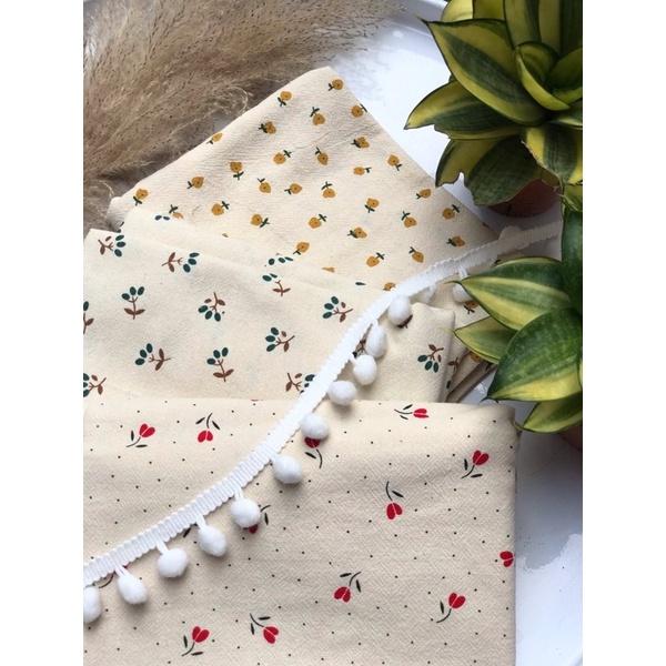 Vải thô đũi mềm mát búp hoa đỏ