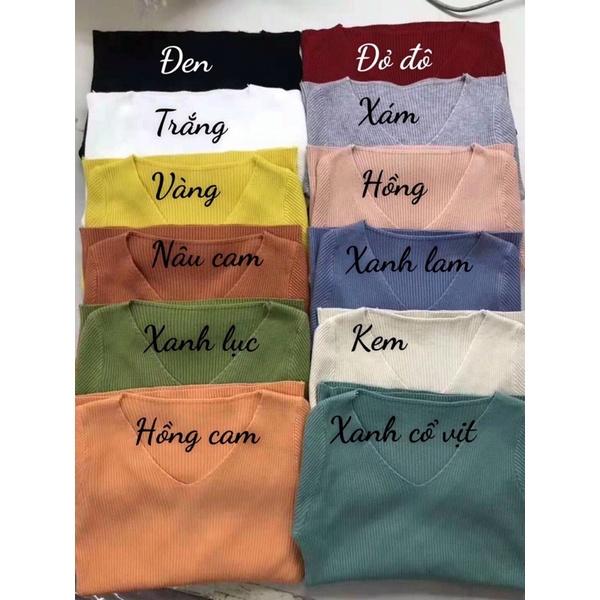 Áo len nữ dệt kim dài tay cổ tim bais nhiều màu